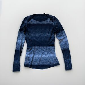 Lululemon Base Runner Long Sleeve Shirt Women Size 6 Black White Striped Running